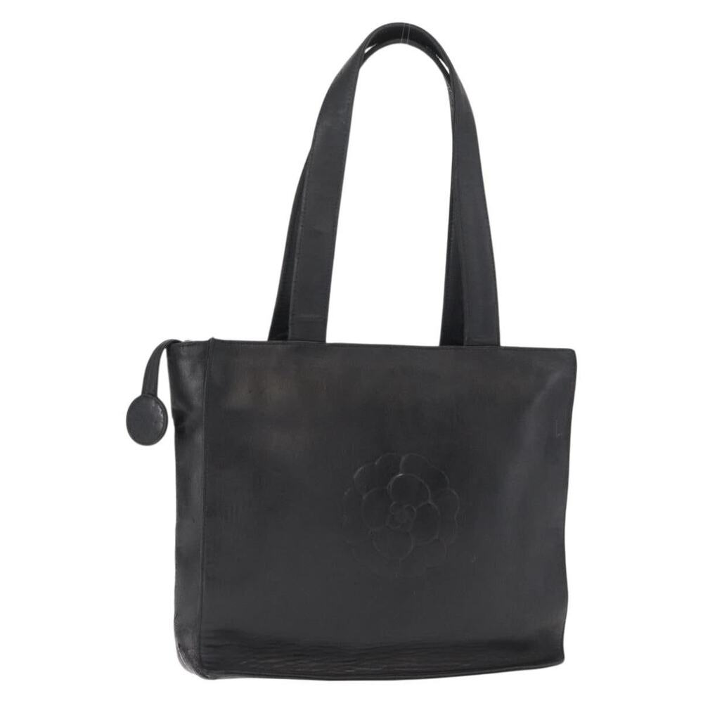 Chanel Lambskin Camelia Tote Bag Black
